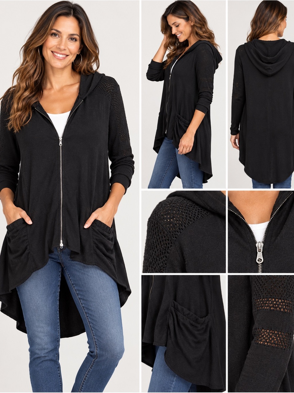 Democracy High-Low Zip Cardigan